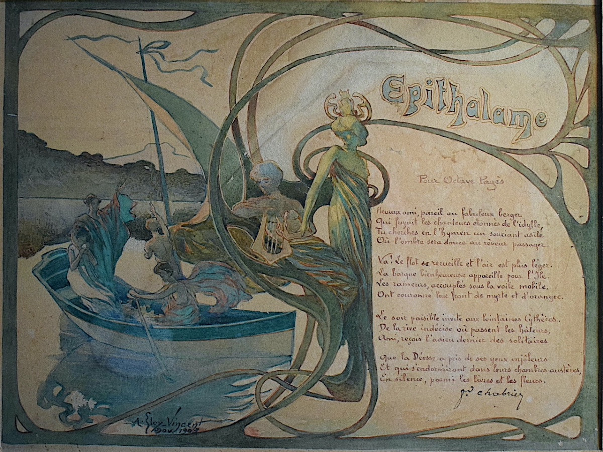 ELOY VINCENT aquarelle épithalame poème embarquement pour cythère mariage Art Nouveau RT1388-photo-3