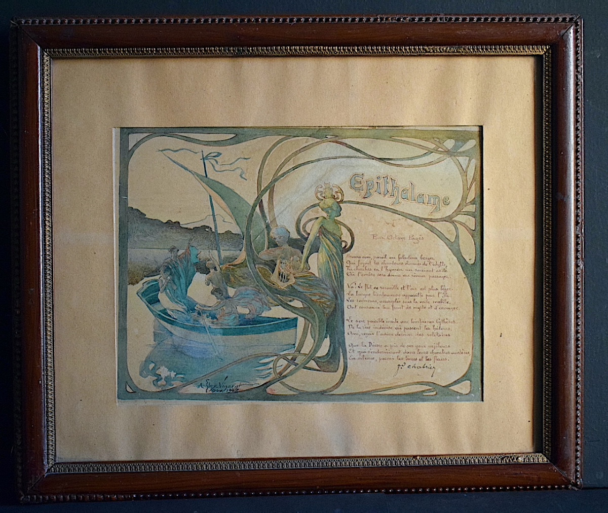 ELOY VINCENT aquarelle épithalame poème embarquement pour cythère mariage Art Nouveau RT1388-photo-6