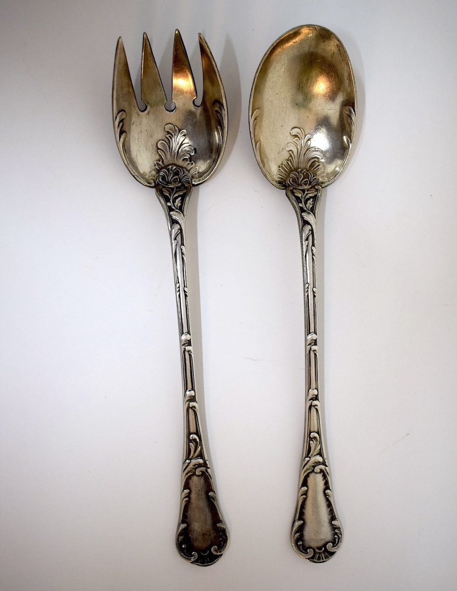 Christofle Ancien Couverts à salade en métal argenté  XIX ème siècle ref1193-photo-2