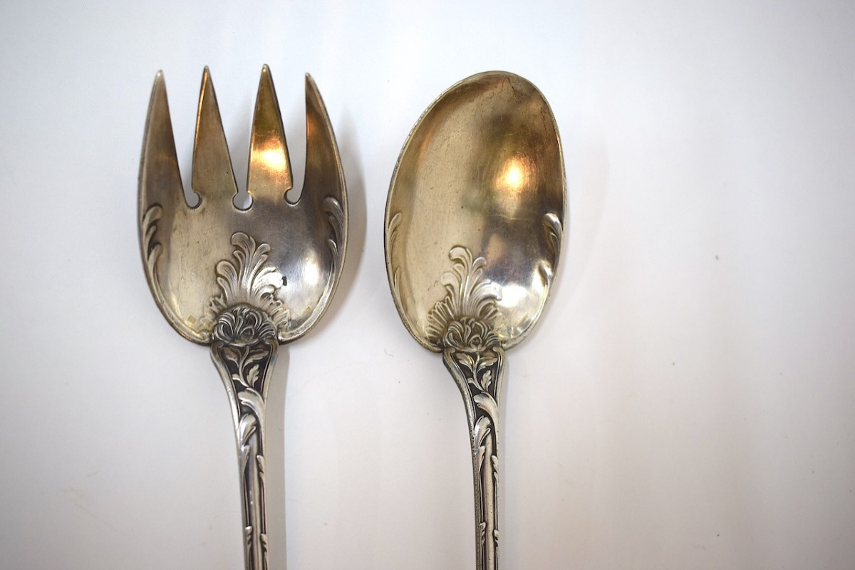Christofle Ancien Couverts à salade en métal argenté  XIX ème siècle ref1193-photo-3