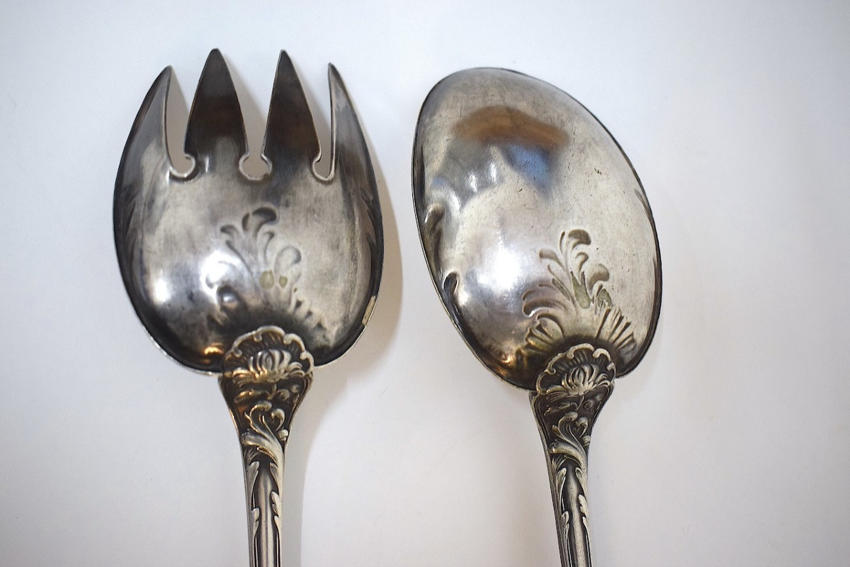Christofle Ancien Couverts à salade en métal argenté  XIX ème siècle ref1193-photo-3