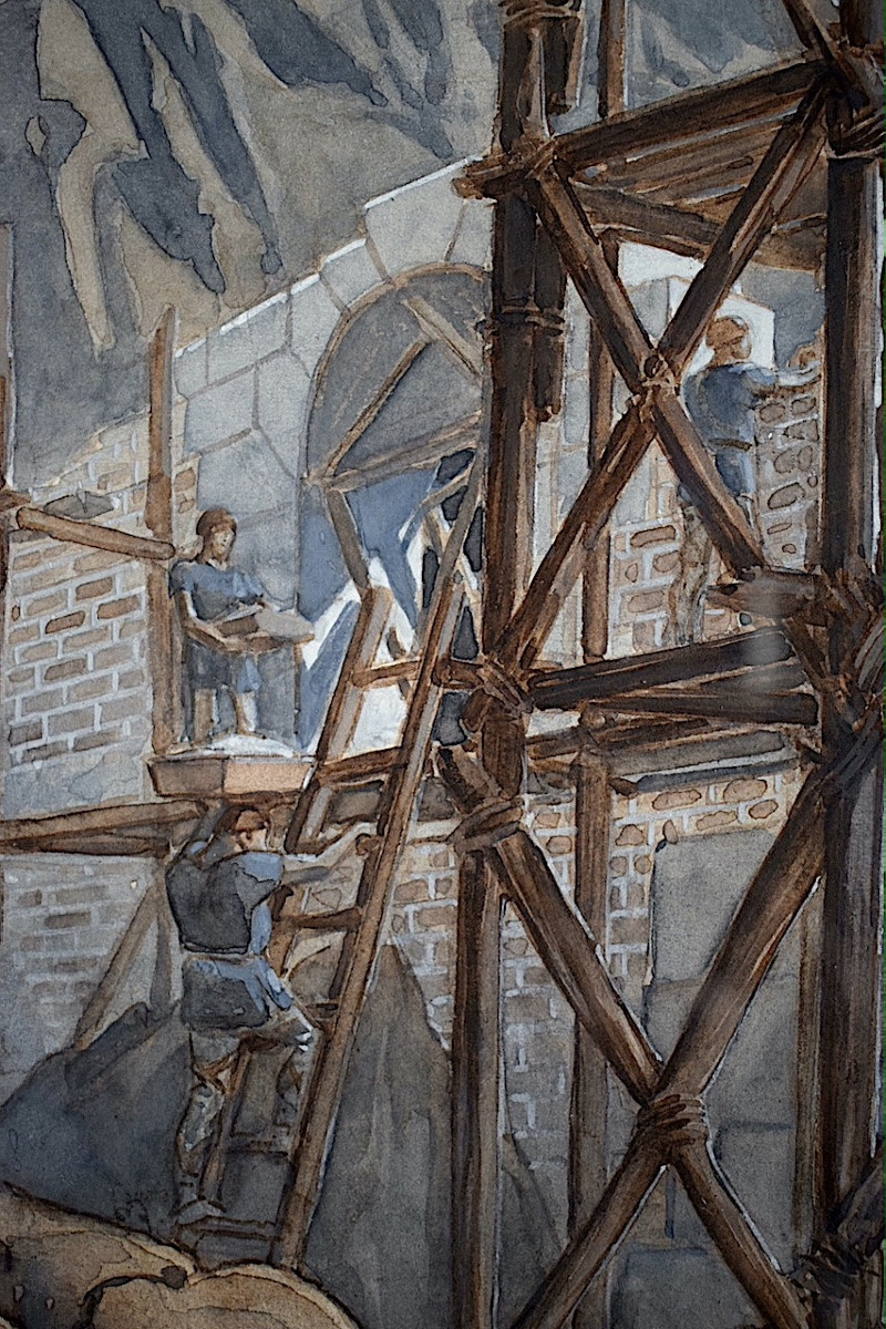 Paire Gouaches moyen âge croisades croisés histoire de l'église XX ème siècle RT1390-photo-4