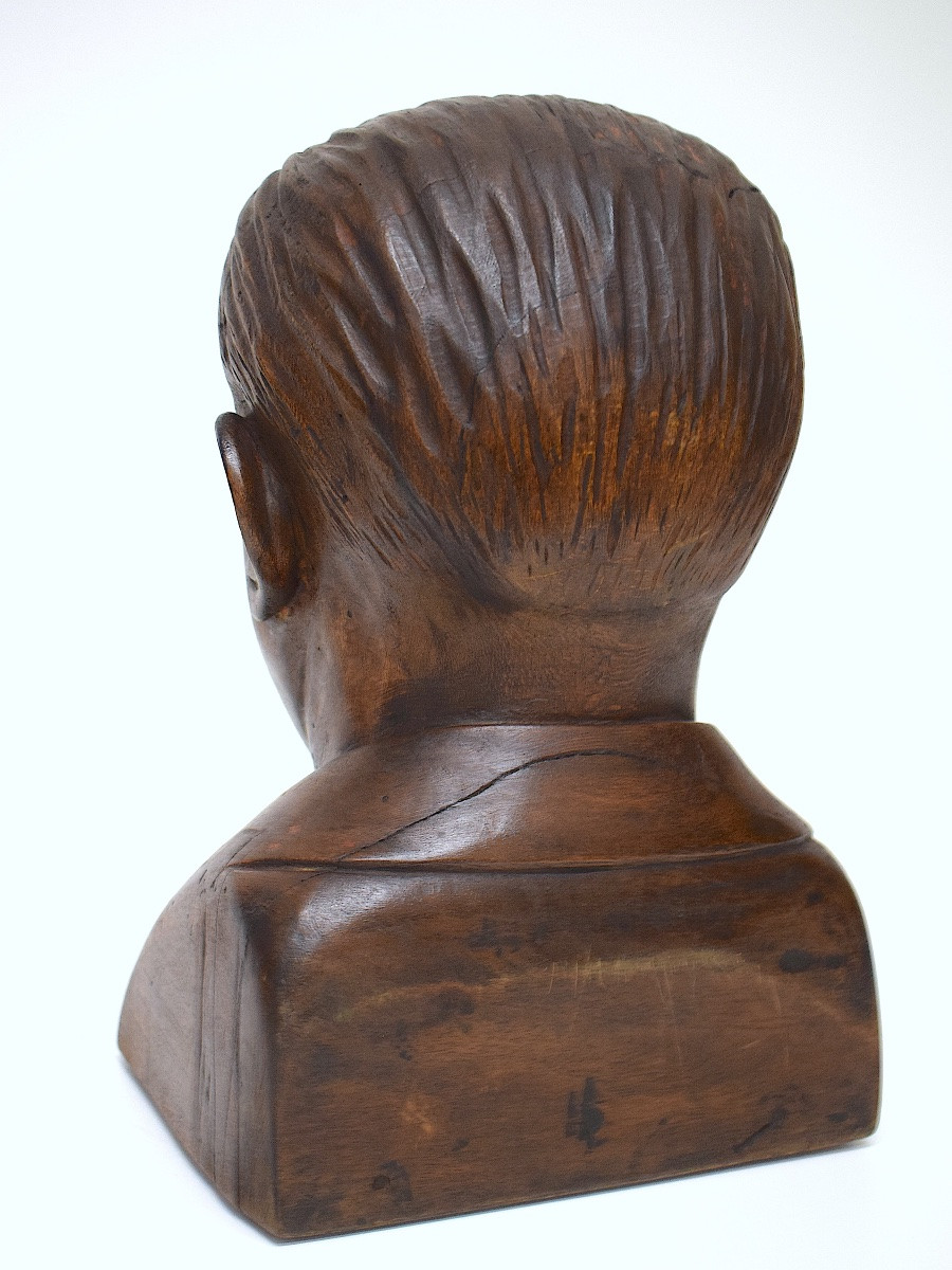  Sculpture Buste en bois sculpt&eacute; de Marcel Pagnol vers 1950 1960 ref1202-photo-2
