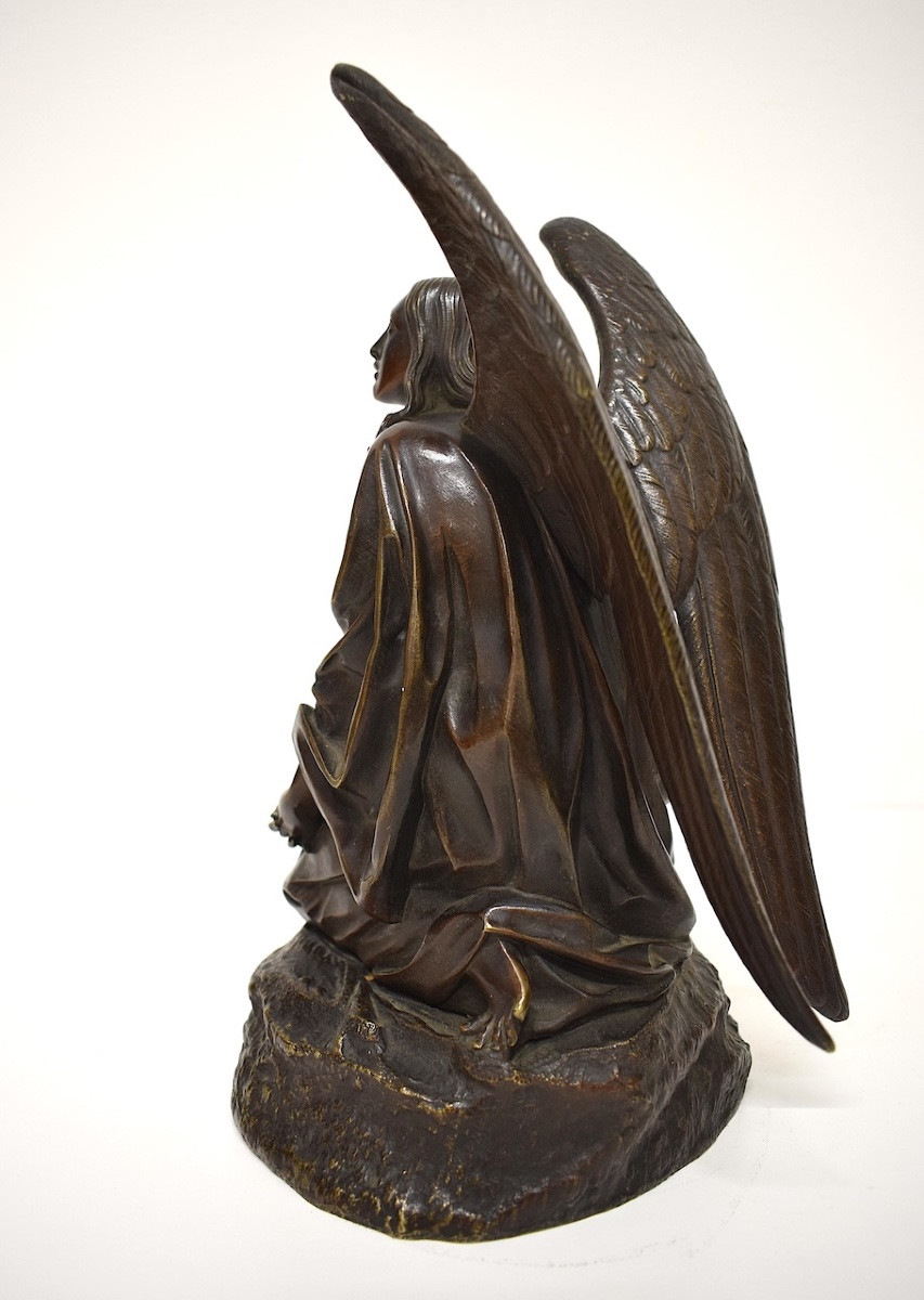  Théodore GECHTER Bronze  ange  Archange en prière début du XIX ème siècle ref1204  -photo-4