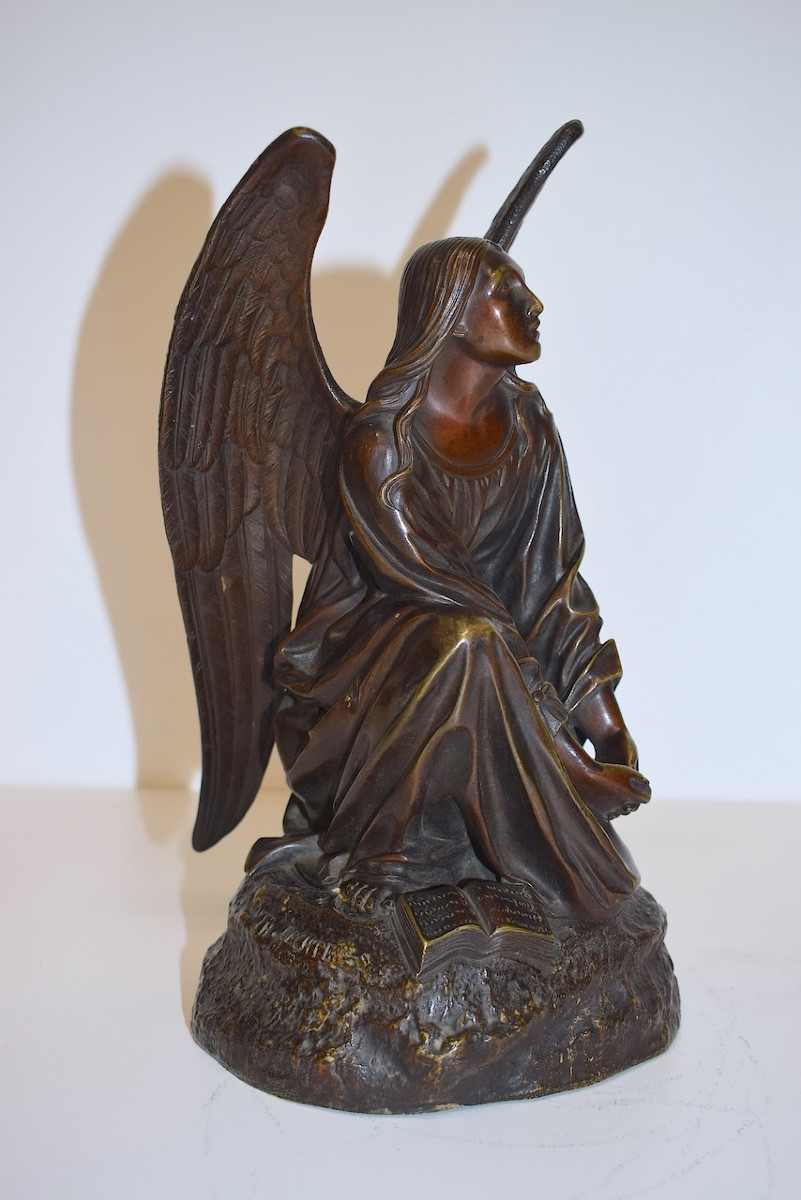  Théodore GECHTER Bronze  ange  Archange en prière début du XIX ème siècle ref1204  -photo-8