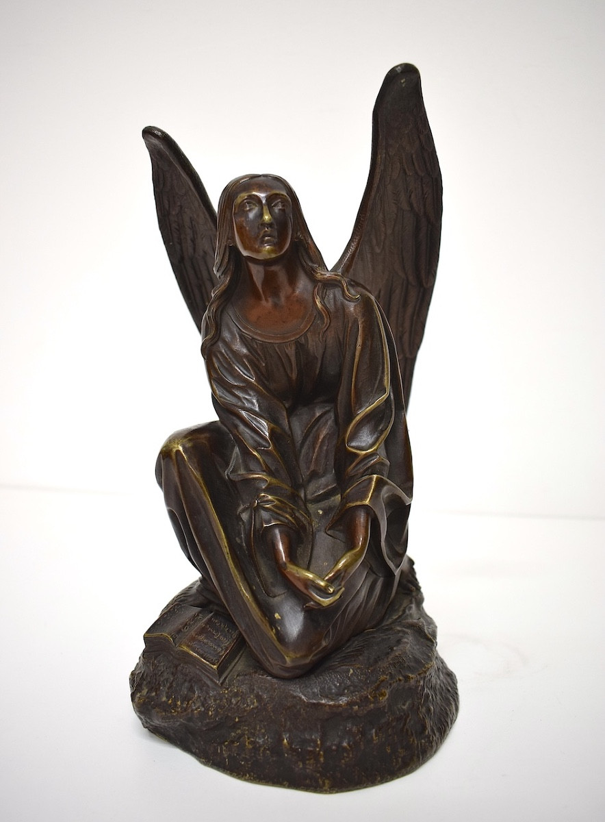  Théodore GECHTER Bronze  ange  Archange en prière début du XIX ème siècle ref1204  