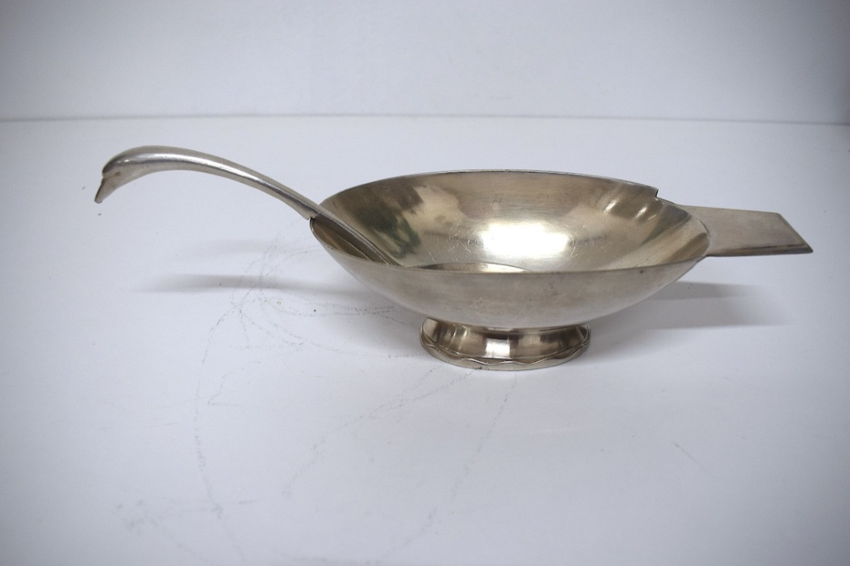 Christian Fjerdingstad Gallia Swan Sauce Boat, Silver Plated, Christofle, Ref1205 -photo-4