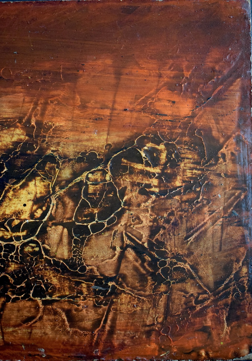 Technique mixte abstrait non signé XX ème siècle année 70 RT1395-photo-4