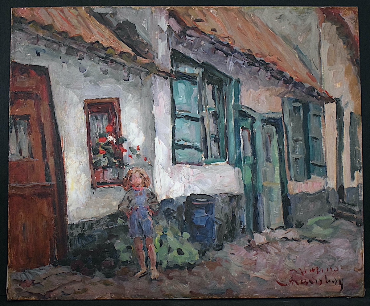 Marius CHAMBON post  impressionniste fillette ruelle &agrave; Montreuil Paris ann&eacute;e 1960 RT1399-photo-5