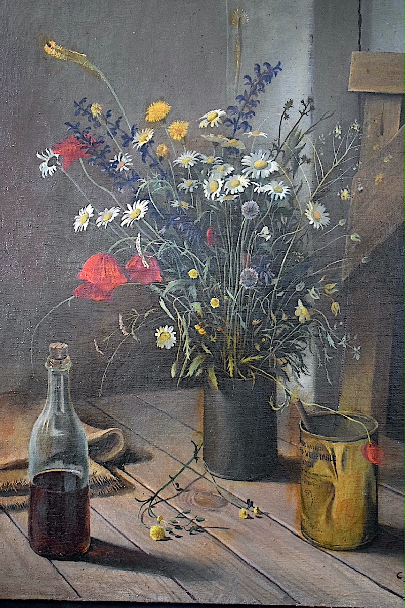 Still Life Bouquet Of Wildflowers Signed C Kuhr 20th Century Rt1401-photo-4