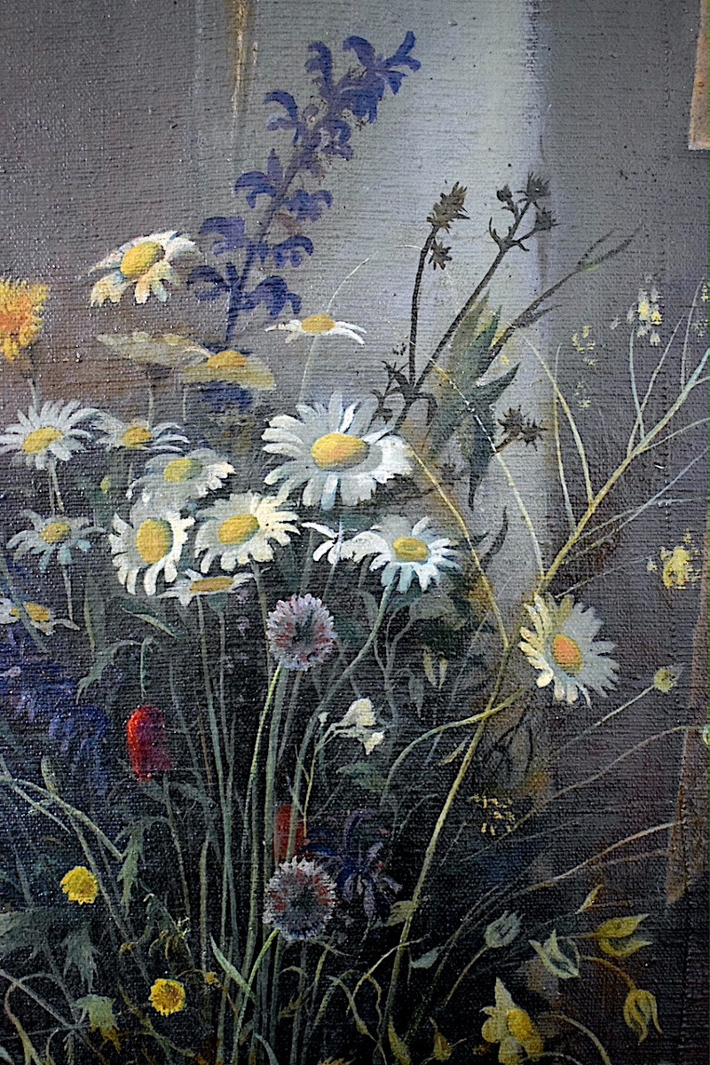 Still Life Bouquet Of Wildflowers Signed C Kuhr 20th Century Rt1401-photo-3