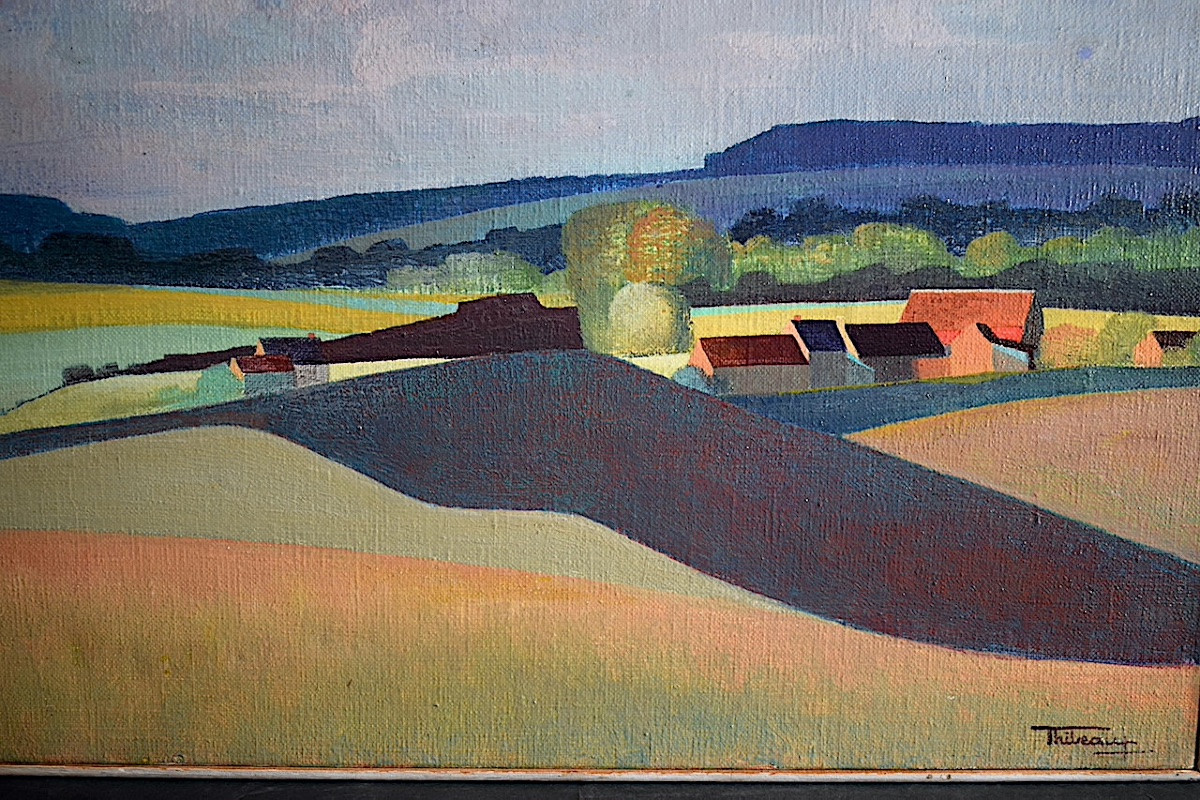 Paysage semi abstrait signé THIBEAUX XX ème siècle RT1402-photo-1
