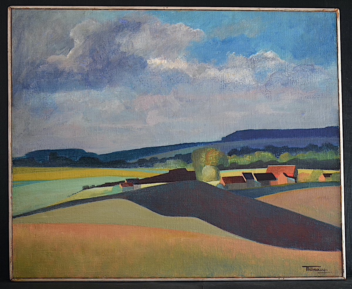 Paysage semi abstrait signé THIBEAUX XX ème siècle RT1402-photo-4