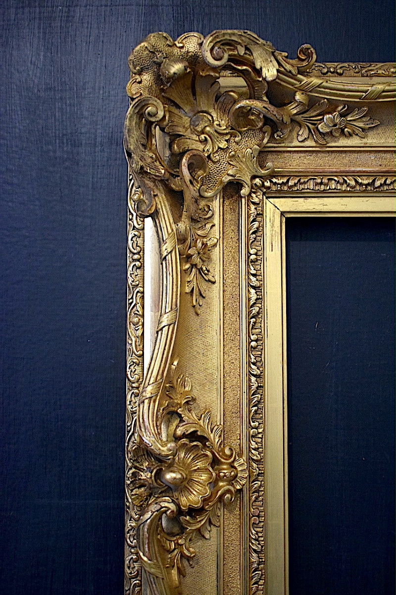 CADRE XIX ème style Louis XV rocaille doré Feuillure 43,3 x 38,7 cm FRAME Ref C1248-photo-3