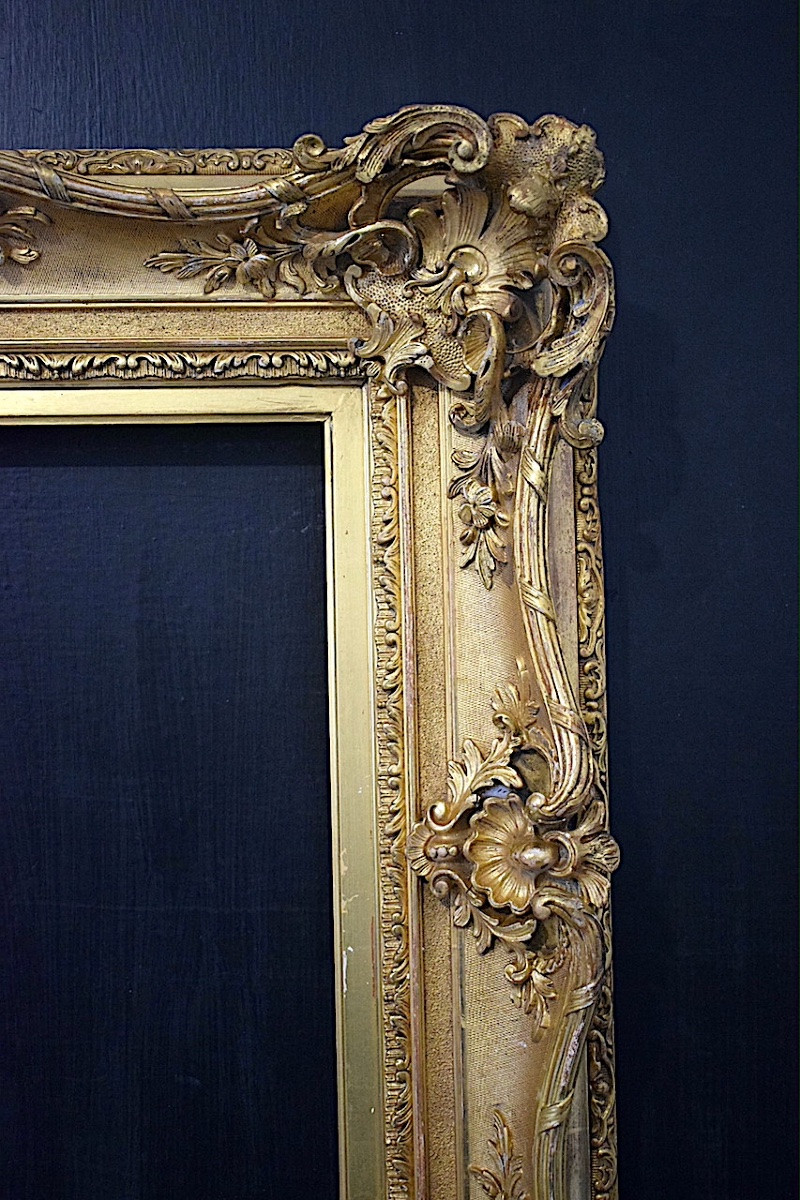 CADRE XIX ème style Louis XV rocaille doré Feuillure 43,3 x 38,7 cm FRAME Ref C1248-photo-1