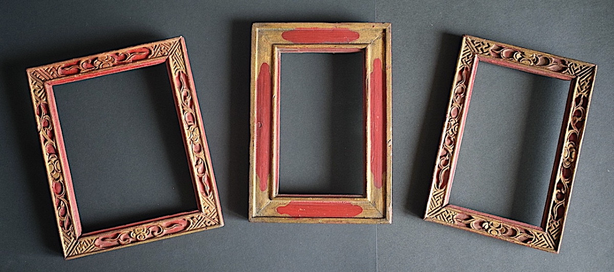 3 CADRES-PHOTO Chine XIX ème  Feuillures 14 x 11 cm  13 x 8 cm 14 x 9 cm  FRAME Ref C1249