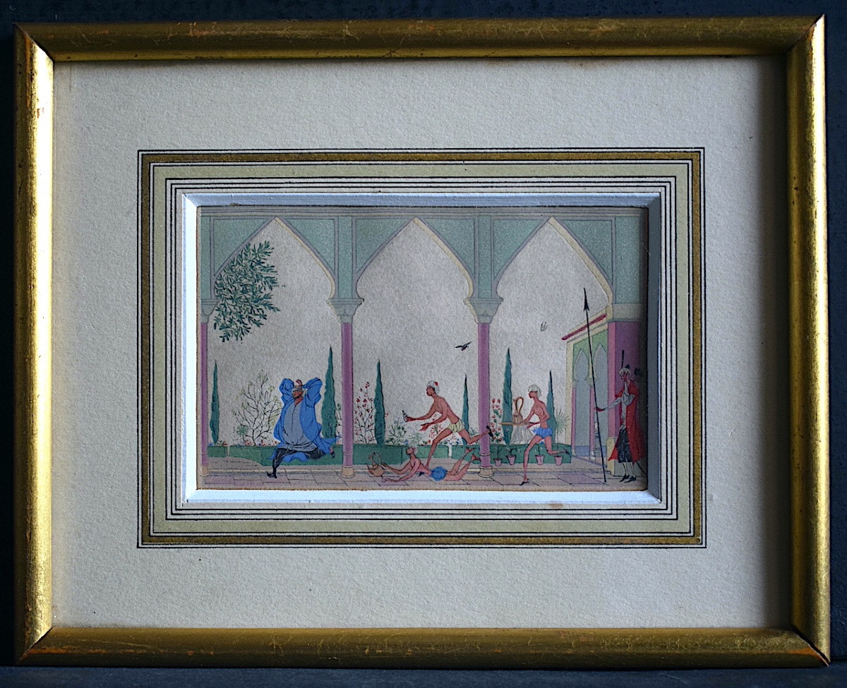 Deux gravures d'illustration persanes orientalistes érotiques  début du XX ème siècle RT1407-photo-2