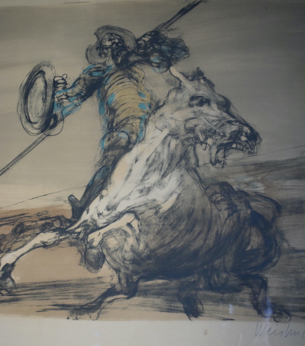 Weisbuch Claude, Color Lithograph, The Fall Of Don Quixote, 20th Century, Rt1412-photo-3