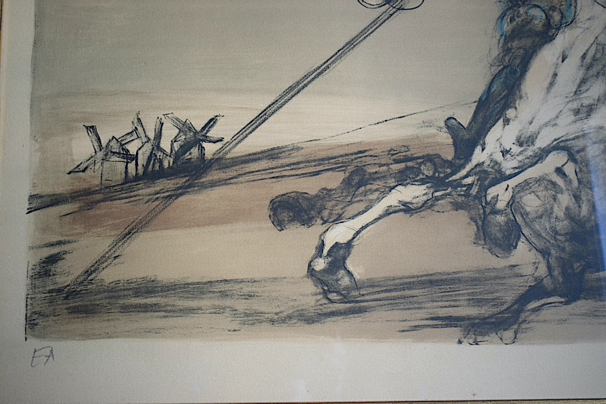 Weisbuch Claude, Color Lithograph, The Fall Of Don Quixote, 20th Century, Rt1412-photo-1
