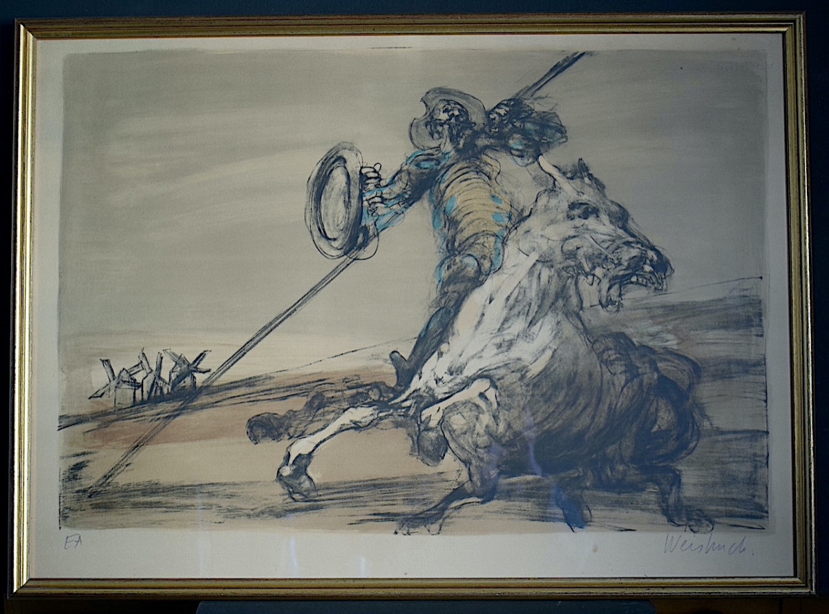 Weisbuch Claude, Color Lithograph, The Fall Of Don Quixote, 20th Century, Rt1412