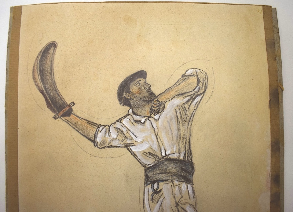 Georges Preveraud De Sonneville Dessin et Gouache Sport  Jeu de  Pelote Basque 1957 Rm02-photo-2