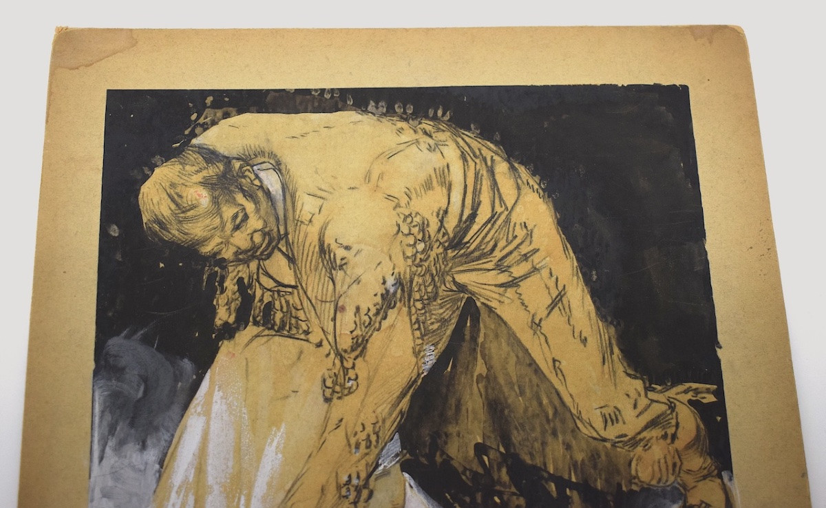 Henry Cayon Pencil Drawing India Ink Gouache Study Of A Toreador Bullfight Tauromachy Rm04-photo-3