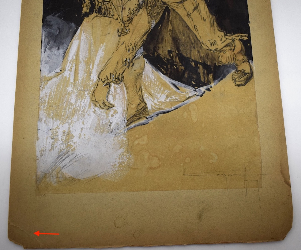 Henry Cayon Pencil Drawing India Ink Gouache Study Of A Toreador Bullfight Tauromachy Rm04-photo-4