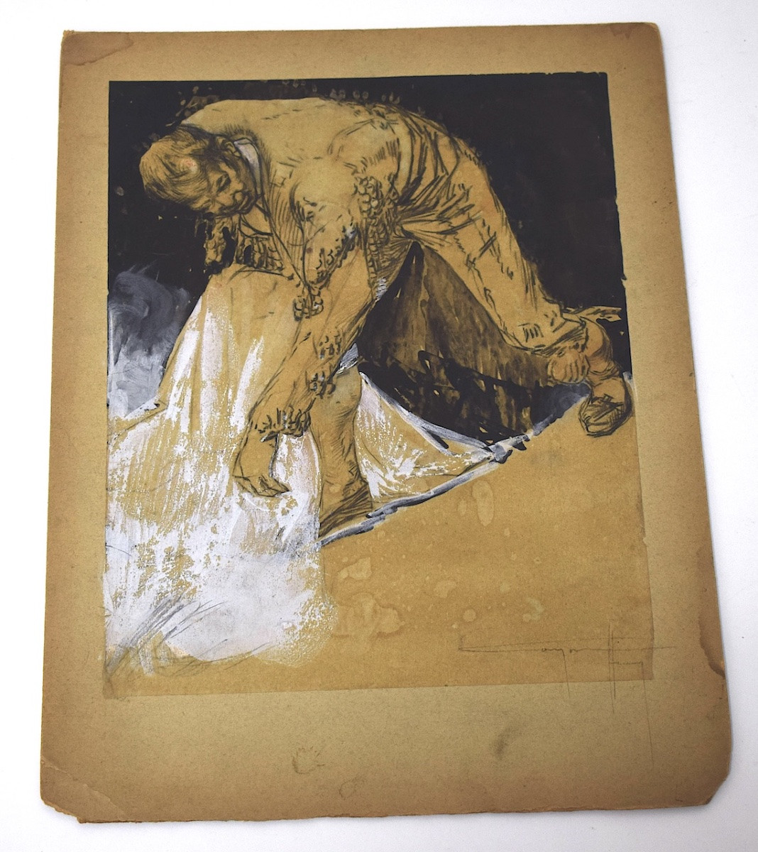 Henry Cayon Pencil Drawing India Ink Gouache Study Of A Toreador Bullfight Tauromachy Rm04-photo-6