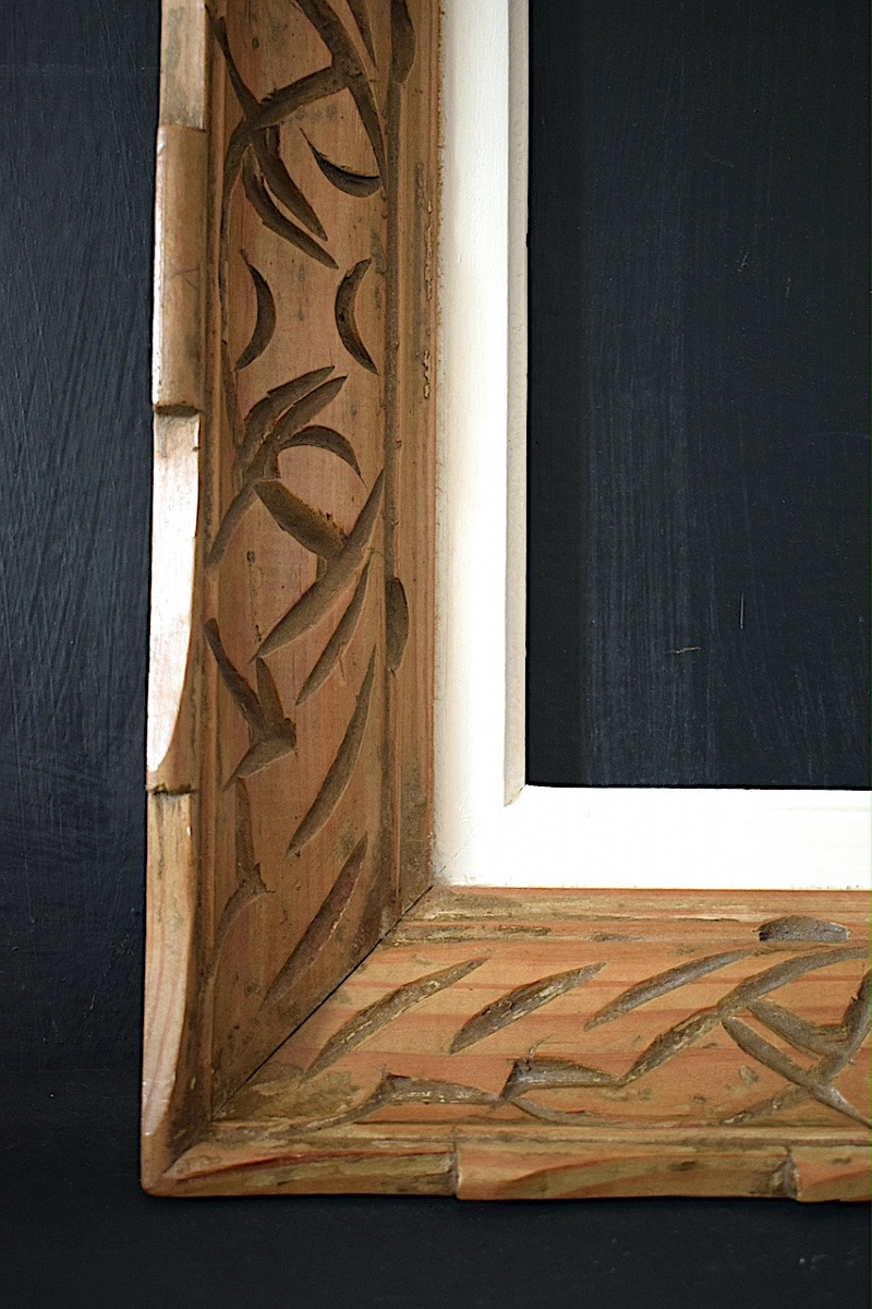 CADRE bois sculpté  Montparnasse Feuillure 30 x 24 cm FRAME XX ème Ref C1252-photo-4