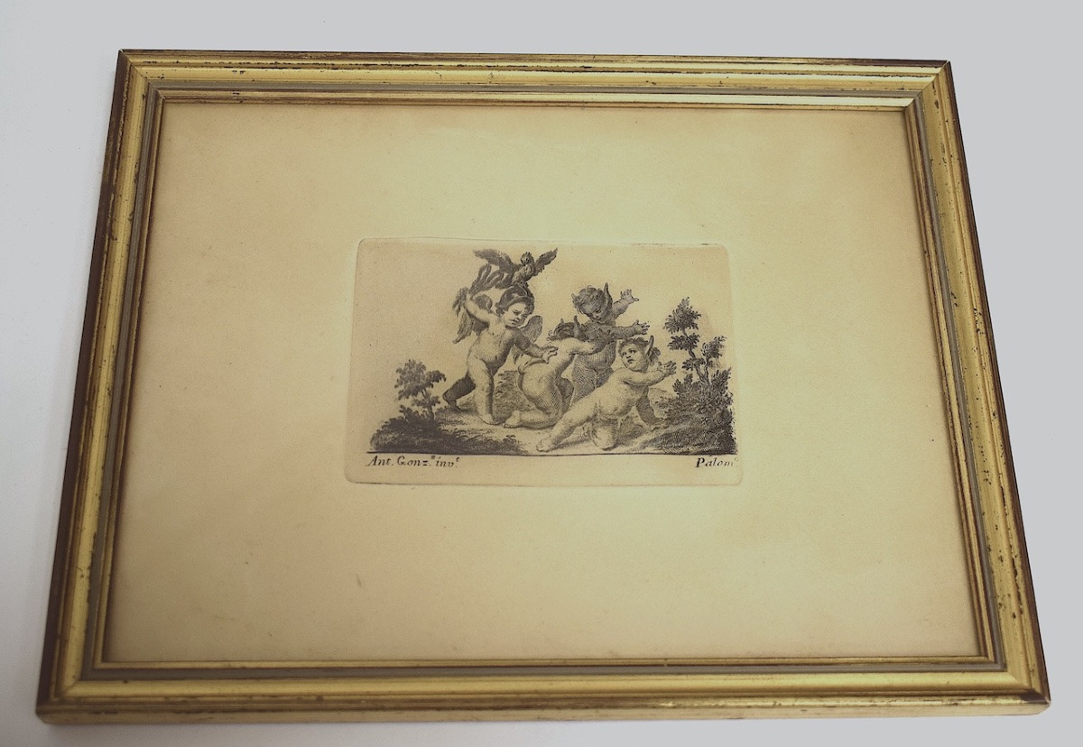 Deux gravures miniatures  putti et enfants faunes signées ANT . GONZ         RM06-photo-2