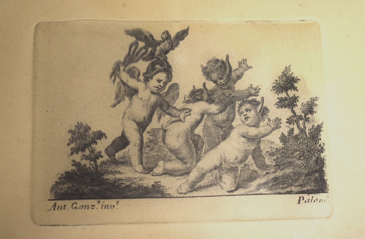Deux gravures miniatures  putti et enfants faunes signées ANT . GONZ         RM06-photo-4