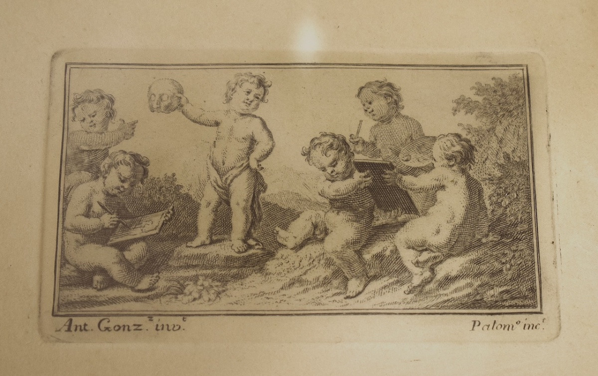 Deux gravures miniatures  putti et enfants faunes signées ANT . GONZ         RM06-photo-1