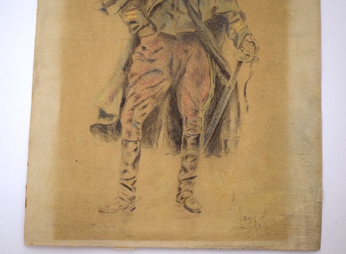 Drawing Of A 19th-century Grenadier Soldier. Signature To Be Identified. Rm03-photo-3