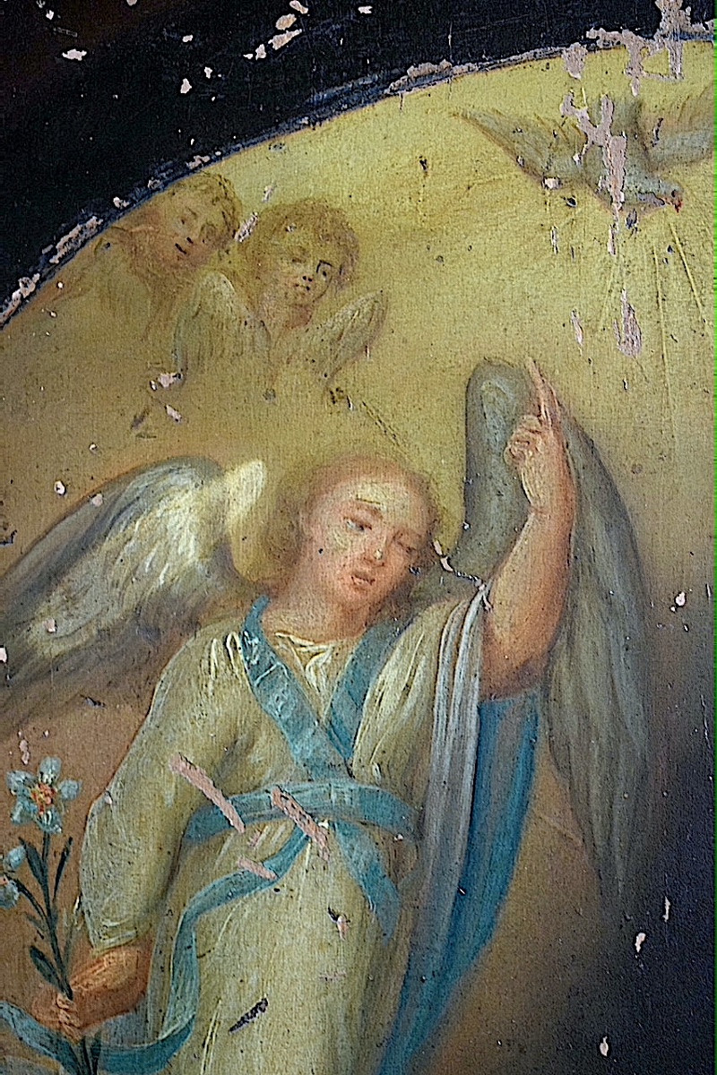 Russian Icon On Wood, The Annunciation, Angel Gabriel, Virgin Mary, Early 19th Century, Rt1424-photo-4