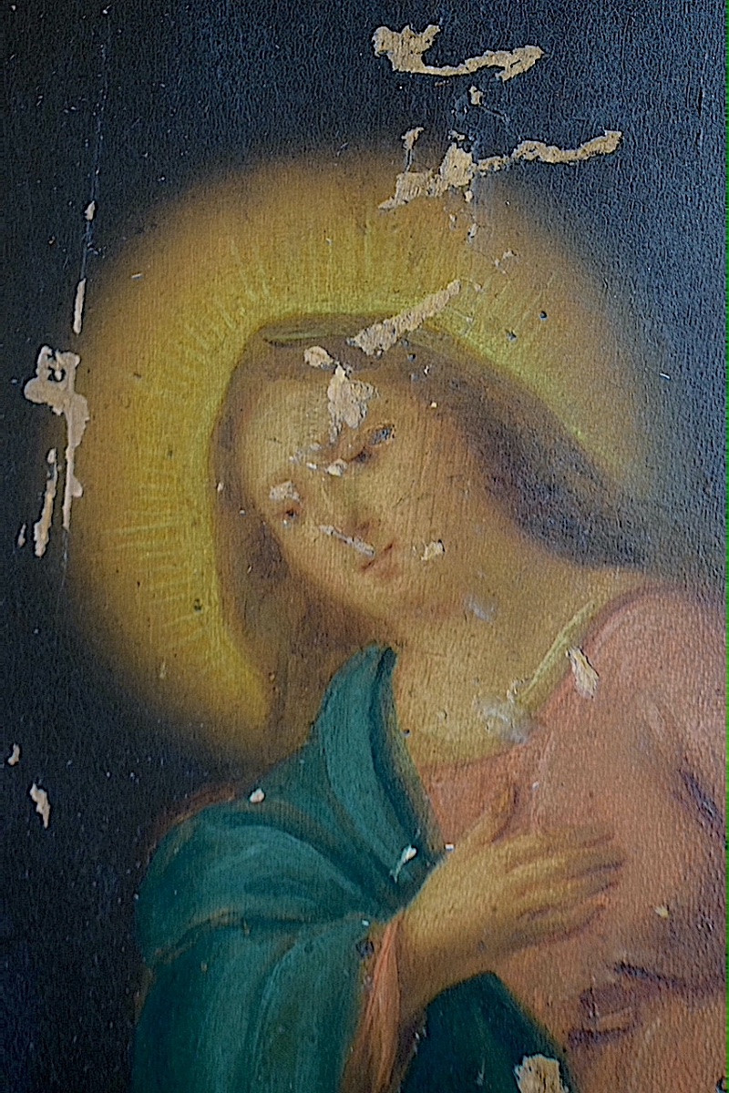 Russian Icon On Wood, The Annunciation, Angel Gabriel, Virgin Mary, Early 19th Century, Rt1424-photo-3