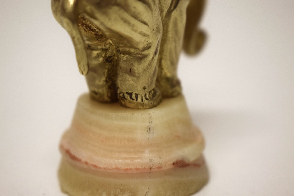 Jean Granier Miniature Bronze And Marble Circus Elephant, 19th Century, Ref 1211-photo-3
