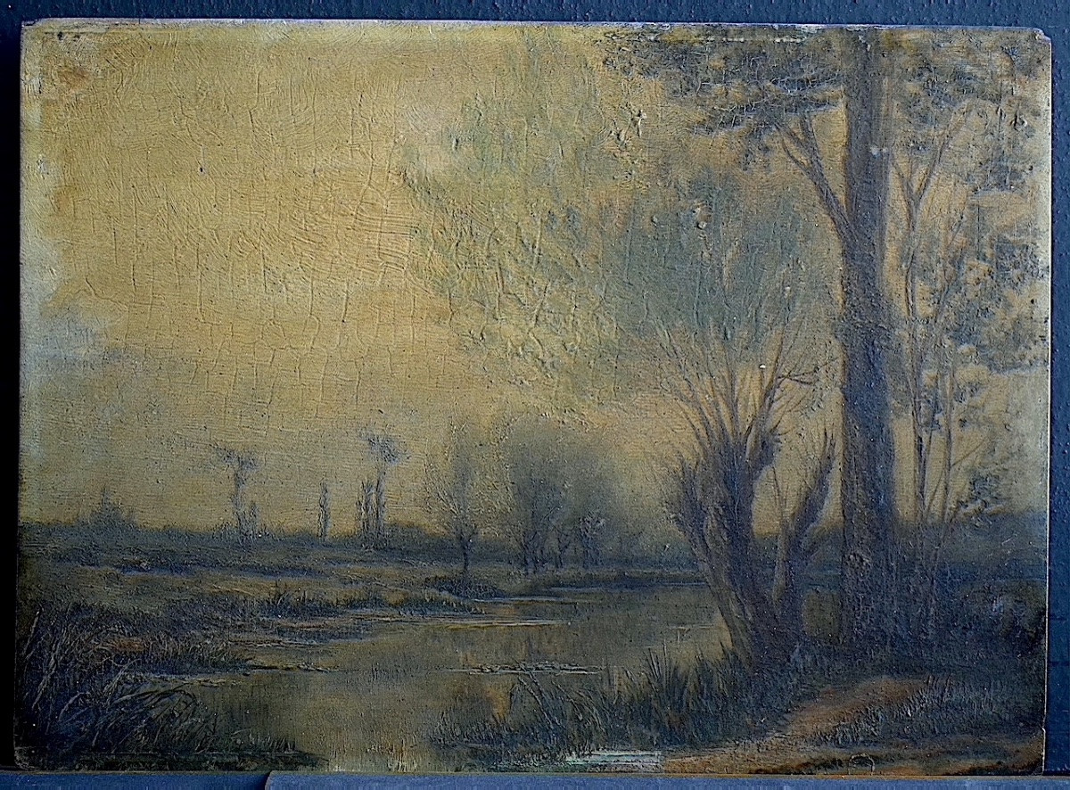 French School, 19th Century, Riverside Landscape, Unsigned Rt1430-photo-2