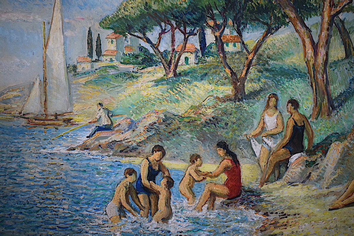 André Thomas Beach Scene Bathers Post-impressionist 20th Century Rt1433 -photo-2