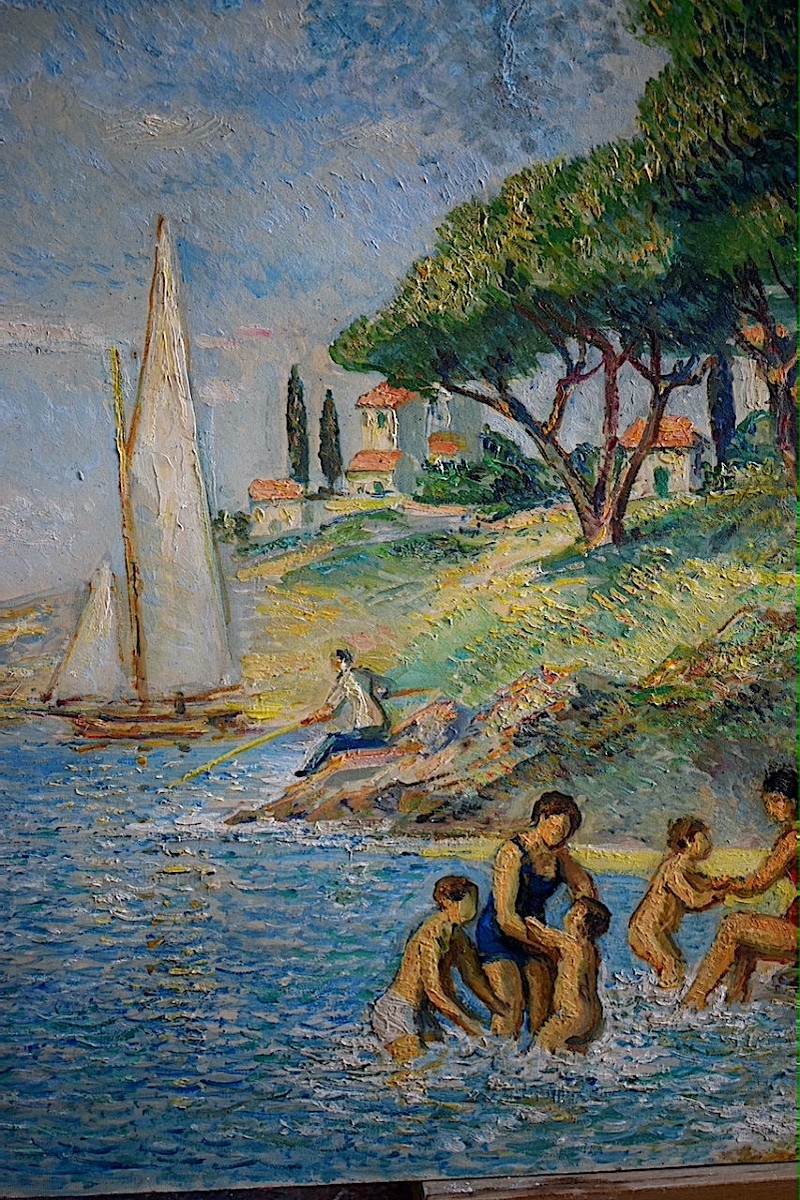 André Thomas Beach Scene Bathers Post-impressionist 20th Century Rt1433 -photo-5
