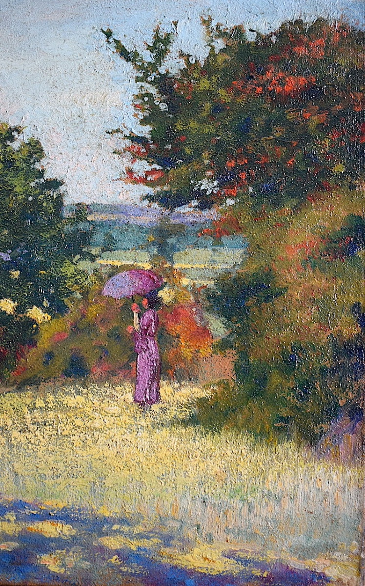 IMPRESSIONNISTE Jeune femme à l'ombrelle début XX ème RT1434-photo-3