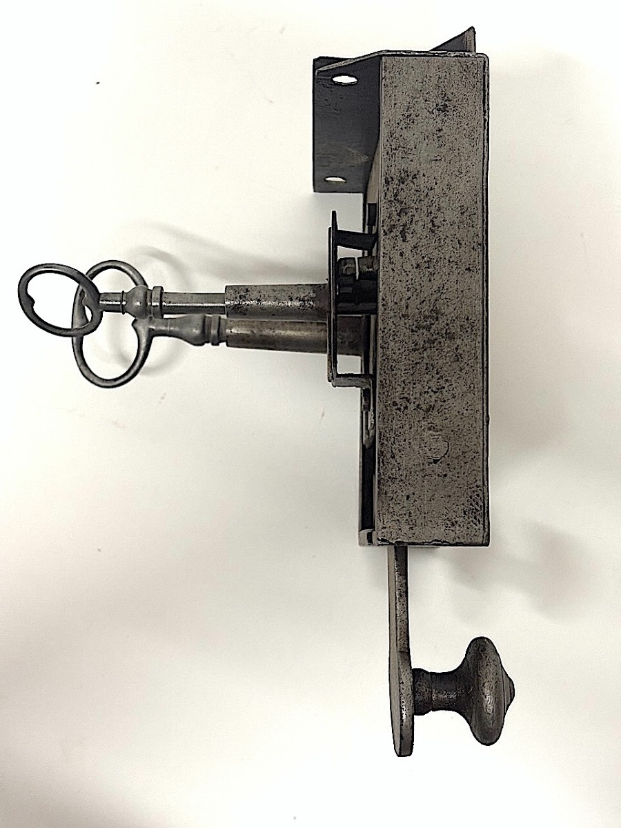 Antique Pull-chain Lock With Original Double Key Ref1113-photo-2