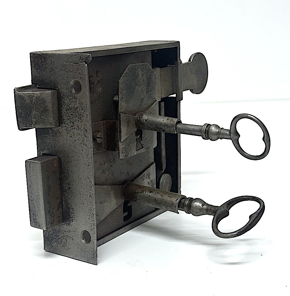 Antique Pull-chain Lock With Original Double Key Ref1113-photo-7