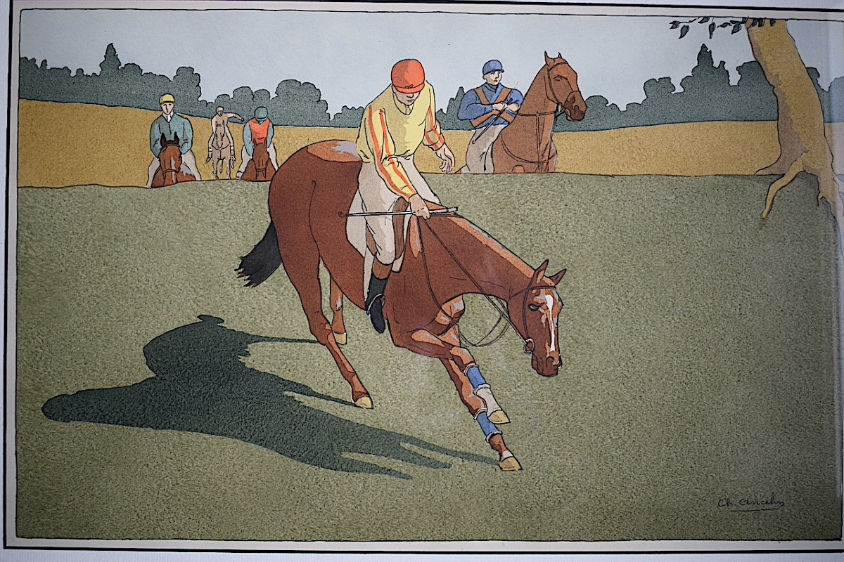 Charles Ancelin Steeplechase Equestrian Sport Print 20th Century Rt1439-photo-2