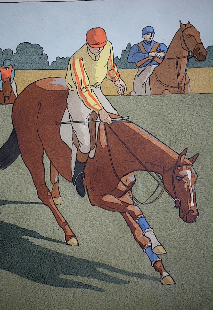 Charles Ancelin Steeplechase Equestrian Sport Print 20th Century Rt1439-photo-1