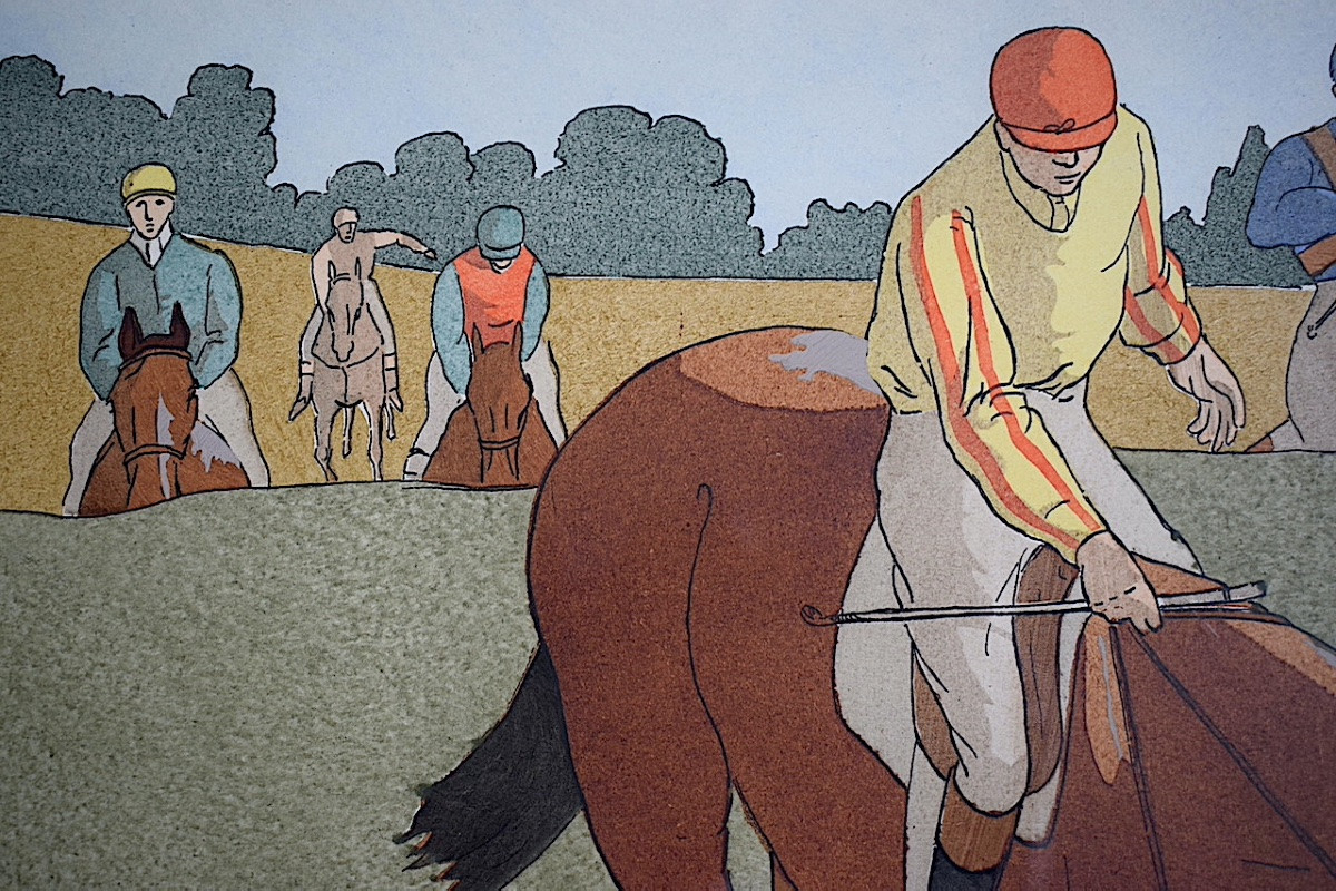Charles Ancelin Steeplechase Equestrian Sport Print 20th Century Rt1439-photo-2