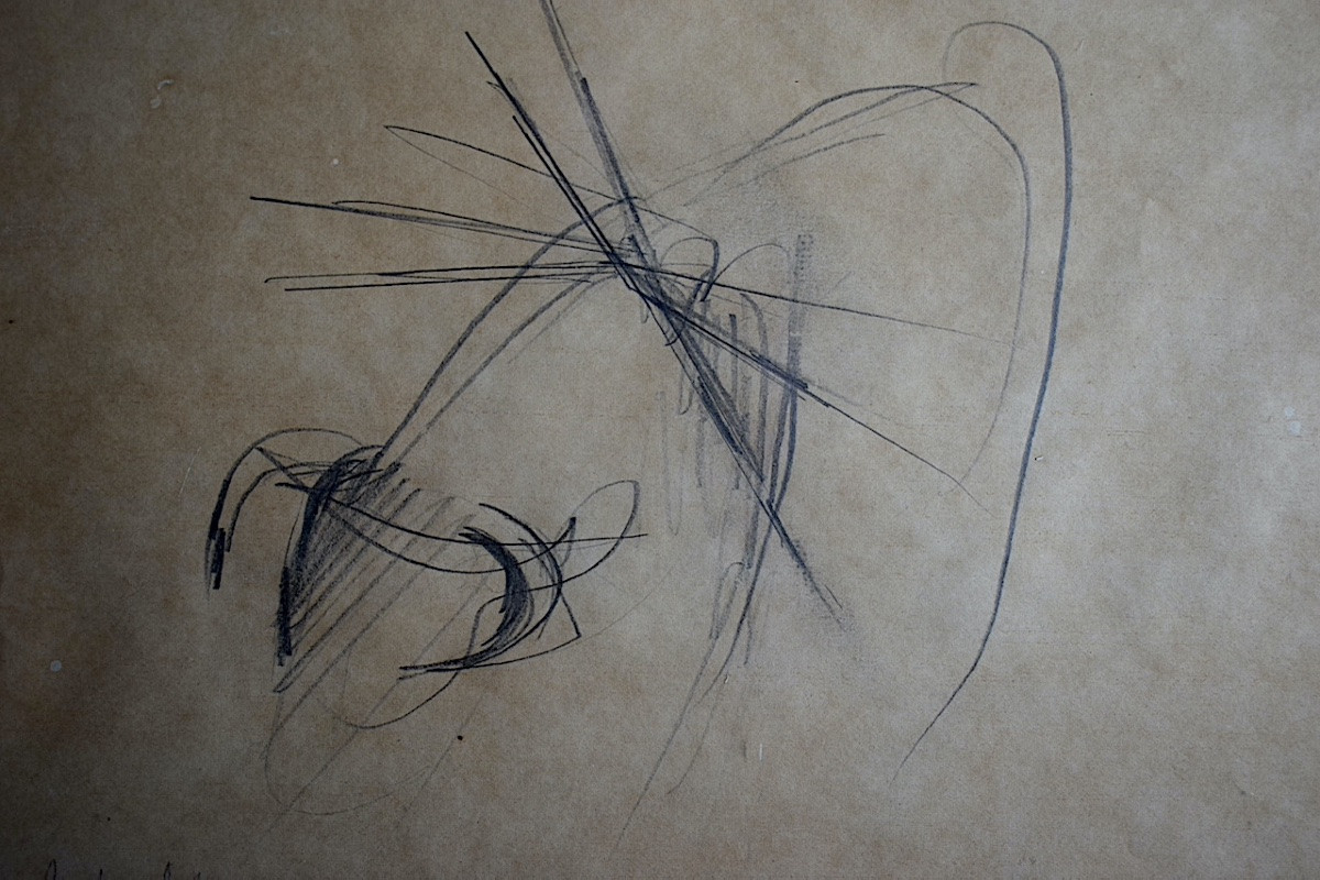 Esquisse dessin taureau aux banderilles  signé R MASON daté 1966 XX ème siècle RT1443-photo-2