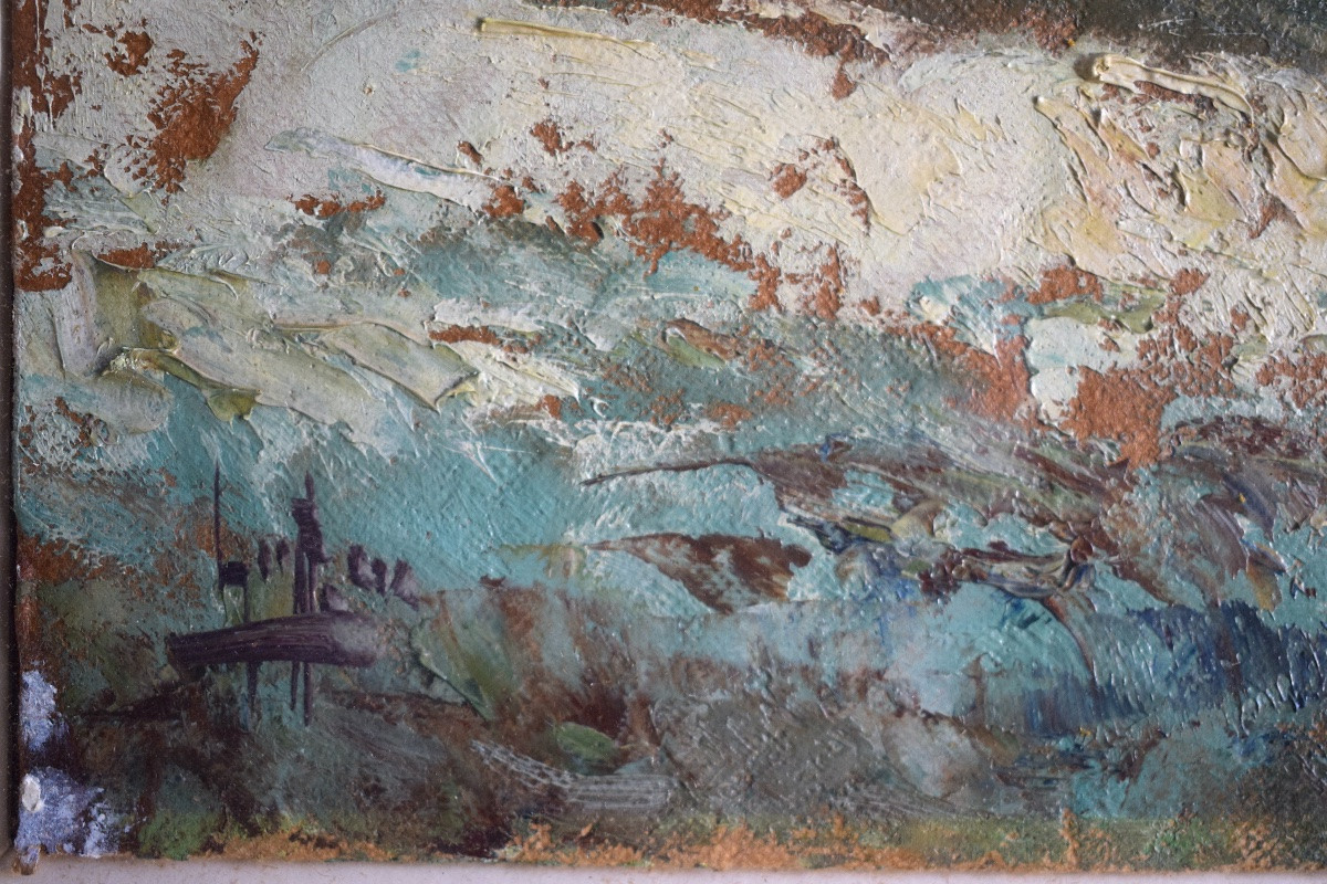 Impressionist Riverside Landscape Signed To Be Identified 20th Century Rt1444-photo-4