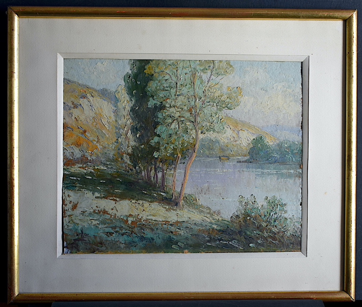 Impressionist Riverside Landscape Signed To Be Identified 20th Century Rt1444-photo-6