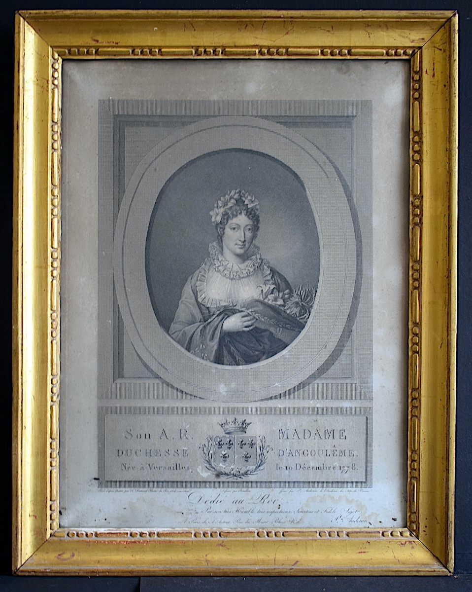 Engraving Duchesse d'Angoulême After F Dumont, Engraved By Audouin 19th C. Rt1446