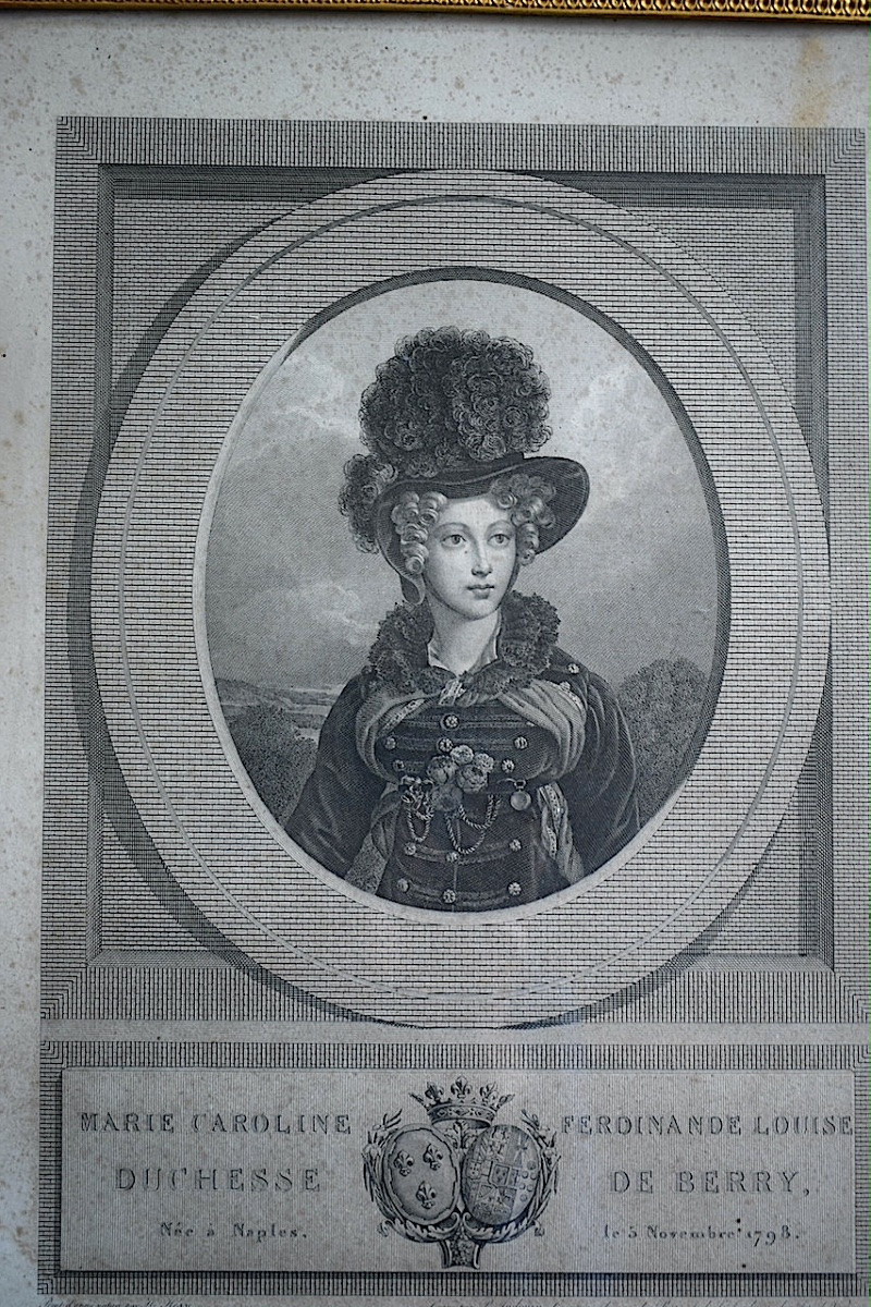 Engraving Duchesse De Berry After Hesse, Engraved By Audouin 19th Century Rt1447-photo-2